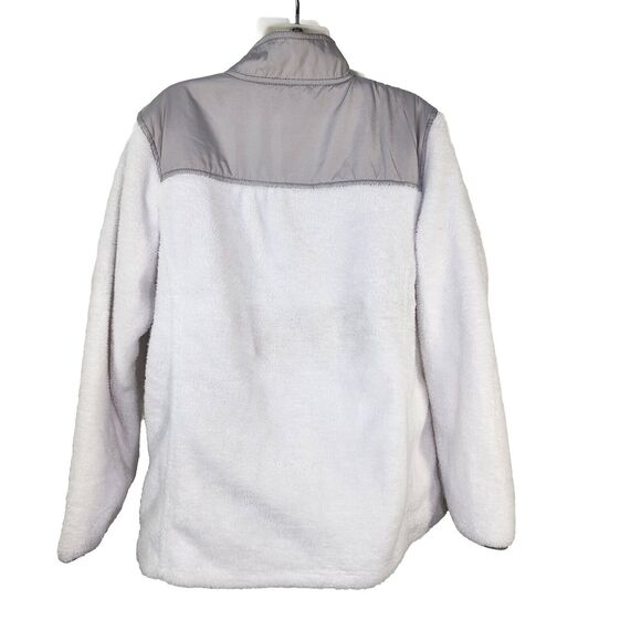 Faded Glory Womens Jacket 1X 16W White Gray Fleece Long Sleeve Full Zip Lined - Picture 2 of 9